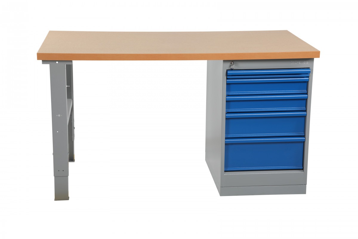 Arbetsbord med 5 lådor - Träskiva, 2000mm